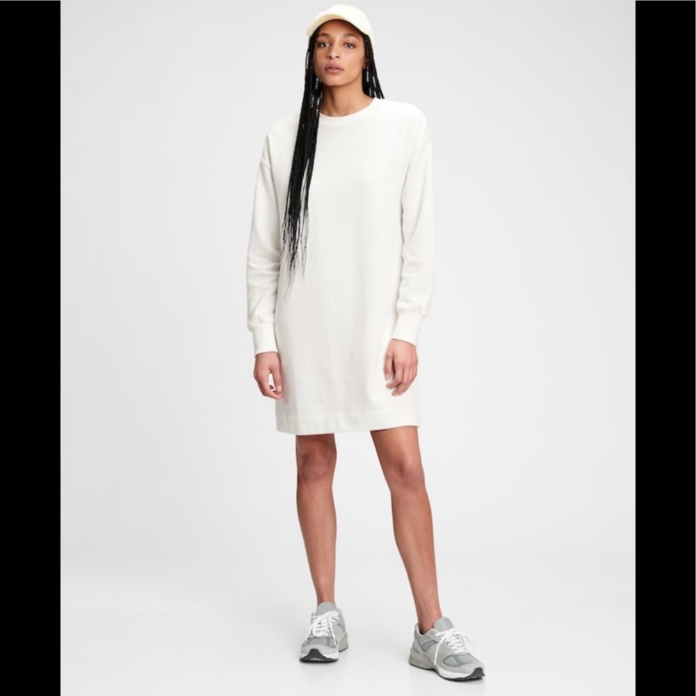 NWT Gap Fleece Sweatshirt Dress off-white size S